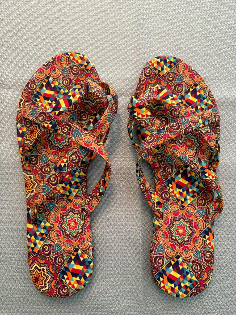 Womens Multicolor Patterned Flip Flop Sandals
